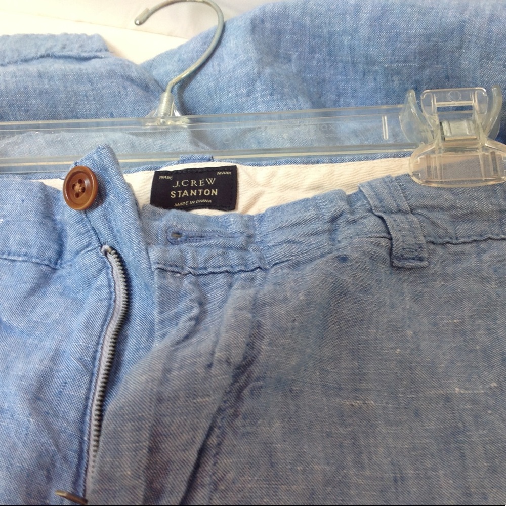 J. Crew Blue Linen Shorts Linen Men Stanton - Picture 2 of 2